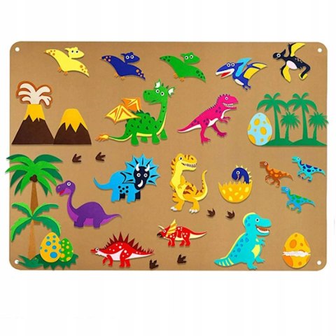 MATA EDUKACYJNA Tablica FILCOWA na rzepy dla dzieci dinozaury Montessori