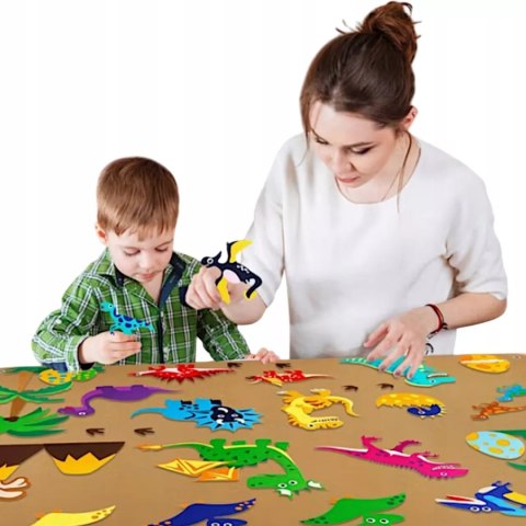 MATA EDUKACYJNA Tablica FILCOWA na rzepy dla dzieci dinozaury Montessori