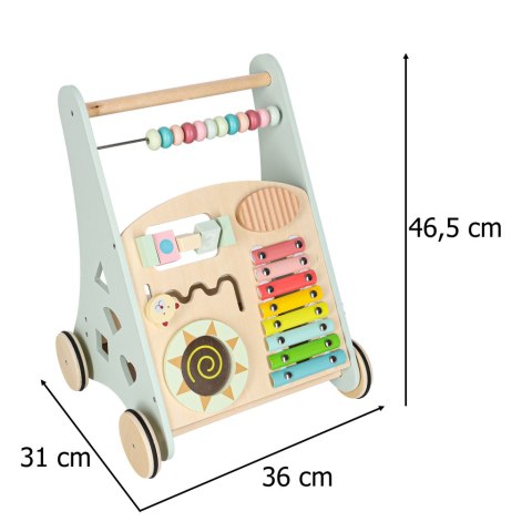 Pchacz dla dziecka chodzik drewniany z liczydłem niebieski Kik Sp. z o. o. Sp. k.