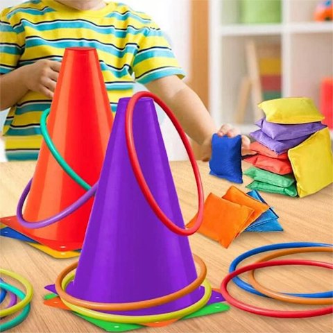 ZESTAW PACHOŁKÓW TRENINGOWYCH PACHOŁKI STOŻKI WORECZKI OBRĘCZE GRA RUCHOWA