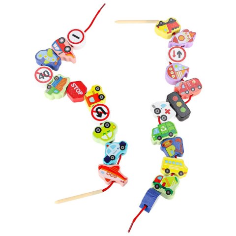 Klocki drewniane do nawlekania pojazdy znaki drogowe Kik Sp. z o. o. Sp. k.