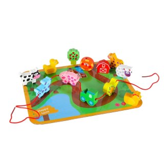 Klocki drewniane do nawlekania tablica plansza farma zwierzęta Kik Sp. z o. o. Sp. k.