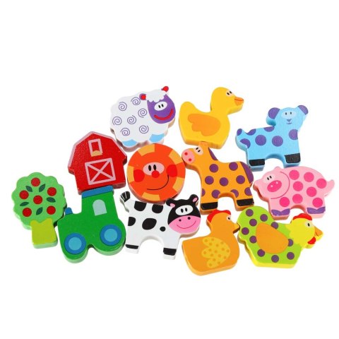 Klocki drewniane do nawlekania tablica plansza farma zwierzęta Kik Sp. z o. o. Sp. k.