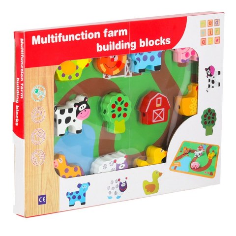 Klocki drewniane do nawlekania tablica plansza farma zwierzęta Kik Sp. z o. o. Sp. k.