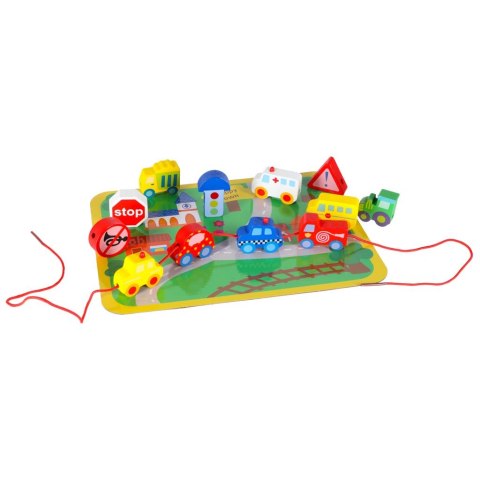 Klocki drewniane do nawlekania tablica plansza samochody pojazdy Kik Sp. z o. o. Sp. k.