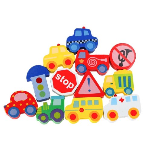 Klocki drewniane do nawlekania tablica plansza samochody pojazdy Kik Sp. z o. o. Sp. k.