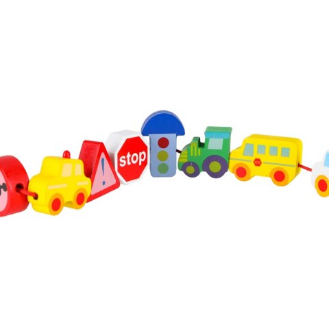 Klocki drewniane do nawlekania tablica plansza samochody pojazdy Kik Sp. z o. o. Sp. k.