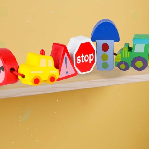 Klocki drewniane do nawlekania tablica plansza samochody pojazdy Kik Sp. z o. o. Sp. k.