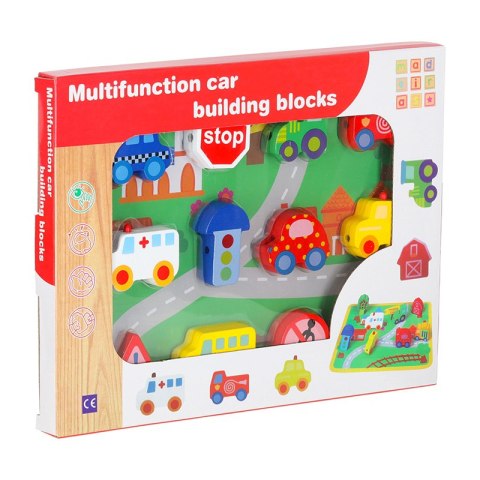 Klocki drewniane do nawlekania tablica plansza samochody pojazdy Kik Sp. z o. o. Sp. k.