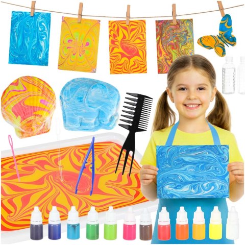 Malowanie na wodzie ebru zestaw kreatywny artystyczny akcesoria 12 kolorów Kik Sp. z o. o. Sp. k.