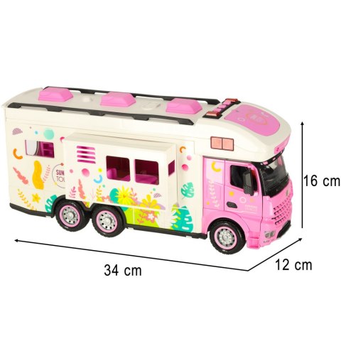 Kamper zdalnie sterowany na pilota samochód kempingowy auto 2,4GHz dźwięki światła akcesoria różowy Kik Sp. z o. o. Sp. k.