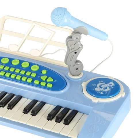 Keyboard dla dzieci pianinko interaktywne organki 37 klawiszy mikrofon statyw niebieski Kik Sp. z o. o. Sp. k.