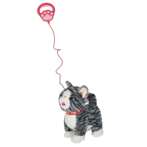 Kotek interaktywny na smyczy miauczy chodzi rusza ogonem szary Kik Sp. z o. o. Sp. k.