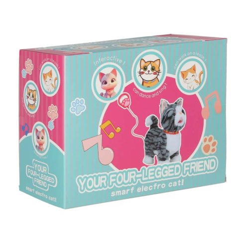 Kotek interaktywny na smyczy miauczy chodzi rusza ogonem szary Kik Sp. z o. o. Sp. k.