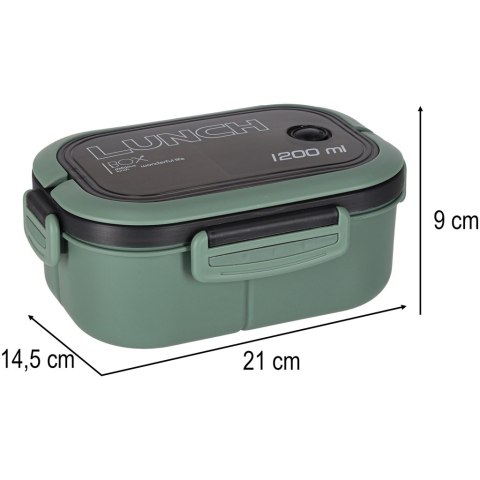 Lunch box śniadaniówka pudełko śniadaniowe z przegródkami dzielone 1200ml zielone Kik Sp. z o. o. Sp. k.