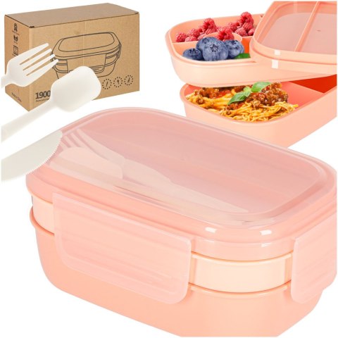 Lunch box śniadaniówka pudełko śniadaniowe z przegródkami dzielone 1900ml pomarańczowe Kik Sp. z o. o. Sp. k.