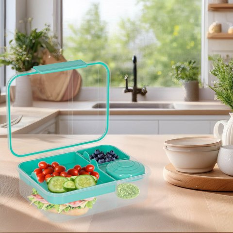 Lunch box śniadaniówka pudełko śniadaniowe z przegródkami dzielone 2200ml miętowe Kik Sp. z o. o. Sp. k.