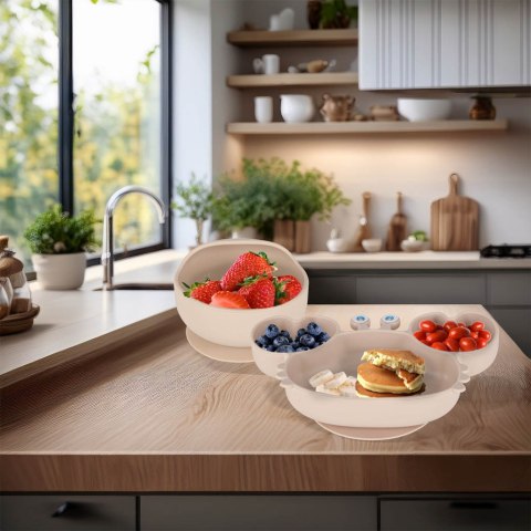 Naczynia silikonowe dla dzieci niemowląt krab zestaw 9 elementów beżowe Kik Sp. z o. o. Sp. k.