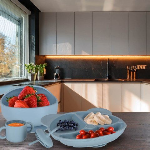 Naczynia silikonowe dla dzieci zestaw 8 elementów niebieski Kik Sp. z o. o. Sp. k.