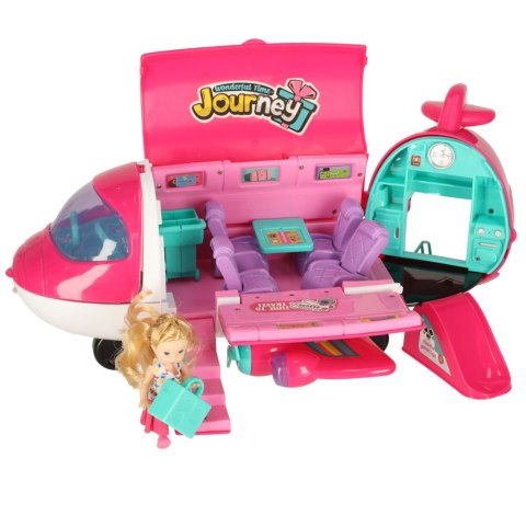 Samolot dla lalek pasażerski 2w1 rozkładany akcesoria różowy Kik Sp. z o. o. Sp. k.