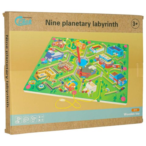 Gra labirynt magnetyczna planszowa drewniana do podróży duże miasto 2 graczy Kik Sp. z o. o. Sp. k.
