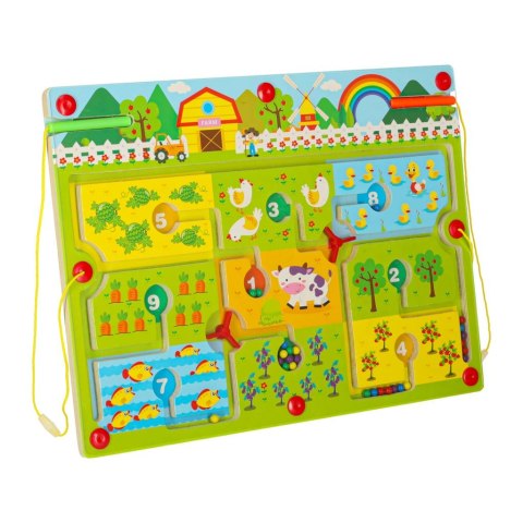 Gra labirynt magnetyczna planszowa drewniana do podróży farma 2 graczy Kik Sp. z o. o. Sp. k.