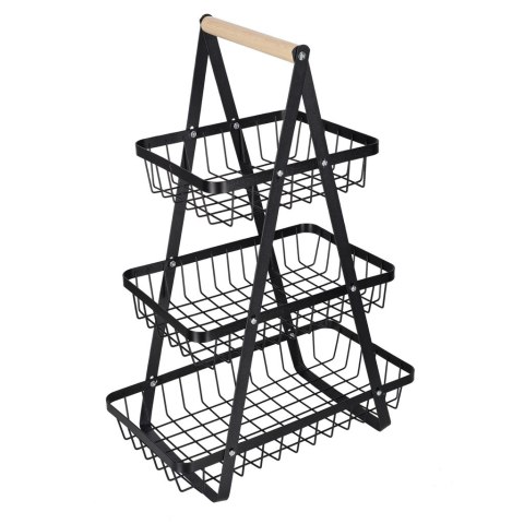 Kosz na owoce i warzywa piętrowy patera trzypoziomowa metal drewno Kik Sp. z o. o. Sp. k.