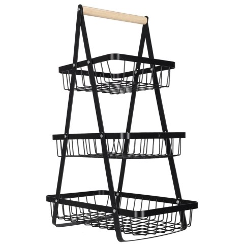 Kosz na owoce i warzywa piętrowy patera trzypoziomowa metal drewno Kik Sp. z o. o. Sp. k.