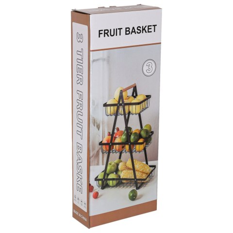 Kosz na owoce i warzywa piętrowy patera trzypoziomowa metal drewno Kik Sp. z o. o. Sp. k.