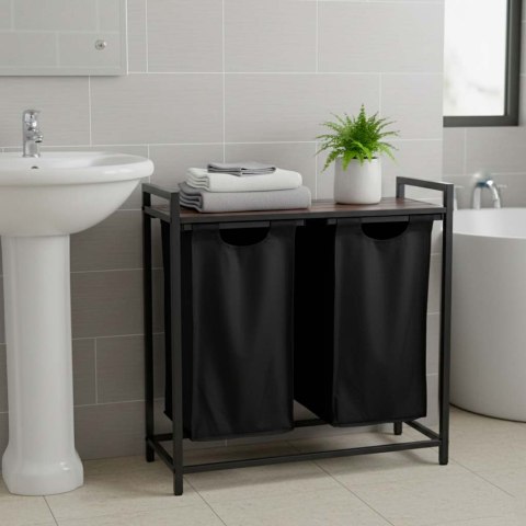 Kosz na pranie bieliznę 2 komory z półką blatem pojemnik loft 80l Kik Sp. z o. o. Sp. k.