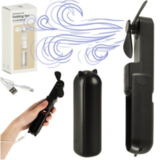 Wiatrak biurkowy wentylator mini ręczny składany wiatraczek przenośny USB czarny Kik Sp. z o. o. Sp. k.