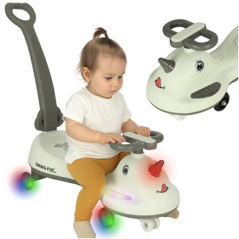 Jeździk grawitacyjny LED Swing FIX S1 skuter z rączką szary max 65kg Kik Sp. z o. o. Sp. k.