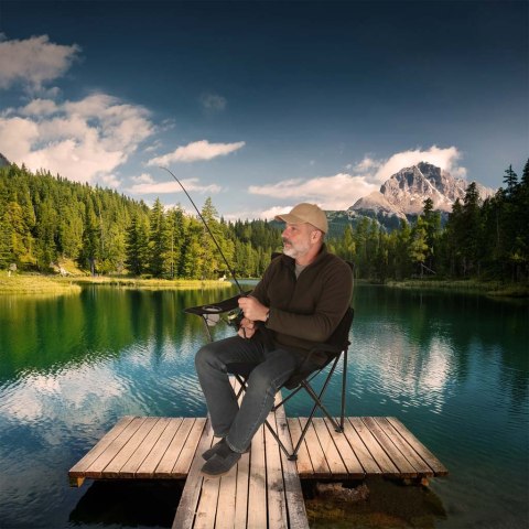 Krzesło składane wędkarskie LUARO turystyczne kempingowe na ryby czarne Kik Sp. z o. o. Sp. k.