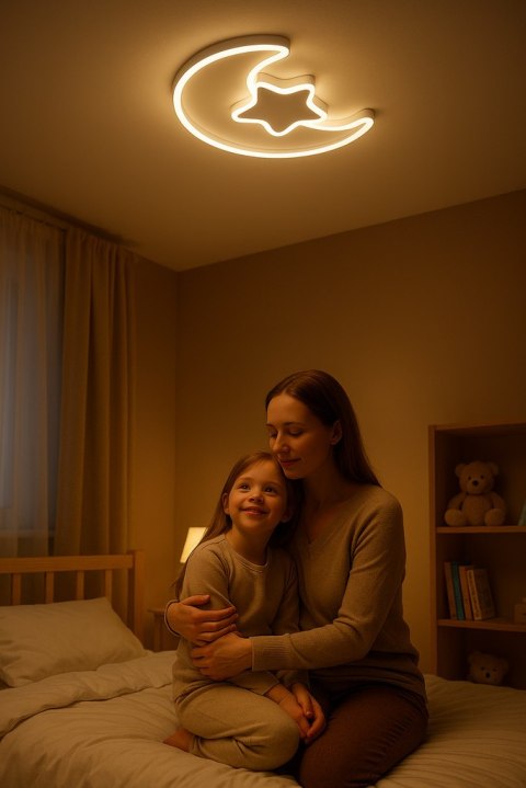 Lampa LED sufitowa plafon do pokoju dziecięcego ściemniana + pilot księżyc biała Kik Sp. z o. o. Sp. k.