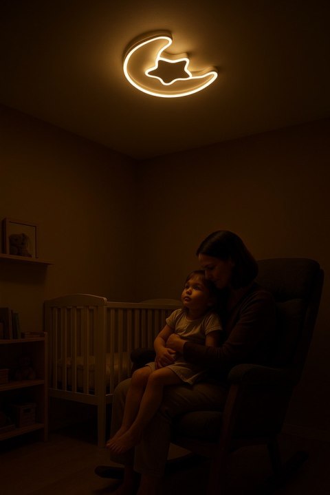 Lampa LED sufitowa plafon do pokoju dziecięcego ściemniana + pilot księżyc biała Kik Sp. z o. o. Sp. k.