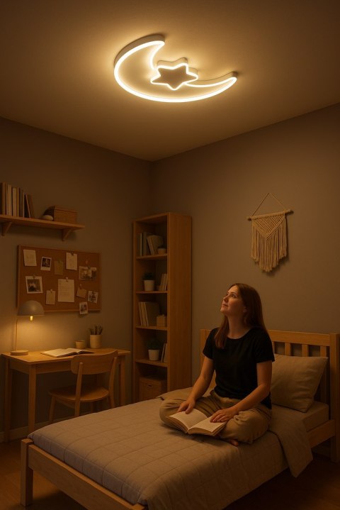 Lampa LED sufitowa plafon do pokoju dziecięcego ściemniana + pilot księżyc biała Kik Sp. z o. o. Sp. k.