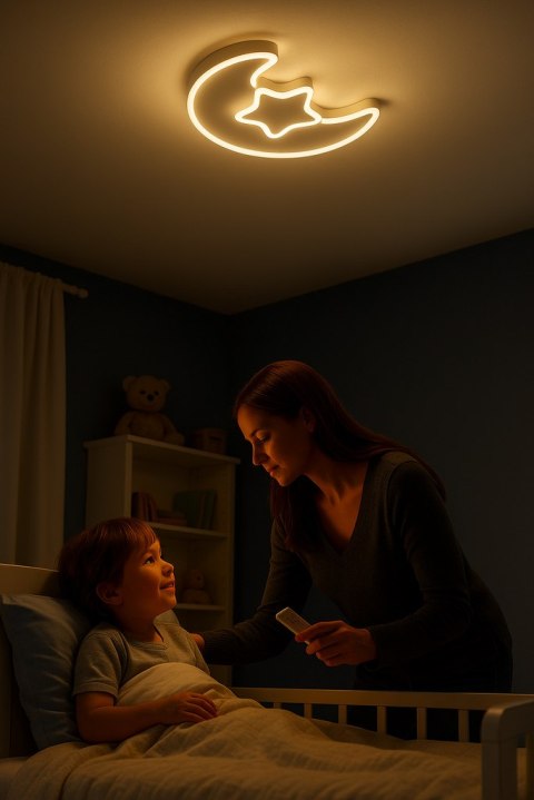 Lampa LED sufitowa plafon do pokoju dziecięcego ściemniana + pilot księżyc biała Kik Sp. z o. o. Sp. k.