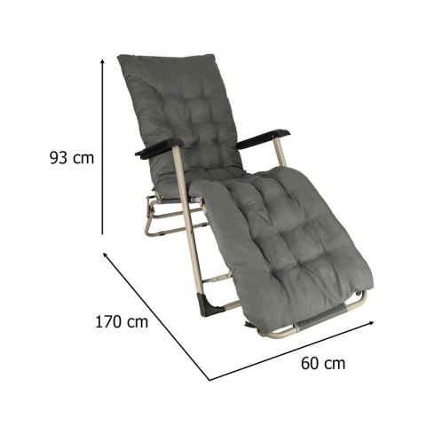 Leżak ogrodowy LUARO fotel składany turystyczny z poduszką szary Kik Sp. z o. o. Sp. k.