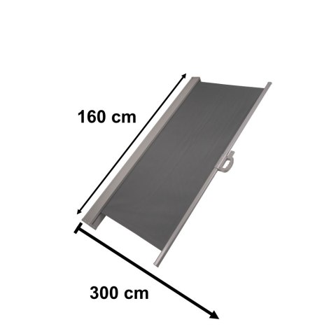 Markiza boczna tarasowa LUARO parawan zwijany 160 x 300 cm szary Kik Sp. z o. o. Sp. k.