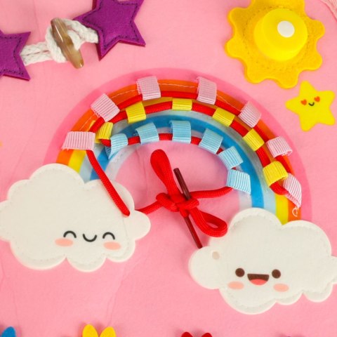 Tablica manipulacyjna sensoryczna montessori walizka plecak różowa Kik Sp. z o. o. Sp. k.