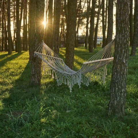 Hamak ogrodowy boho siatka frędzle leżak wiszący makrama 200cm Szary Kik Sp. z o. o. Sp. k.
