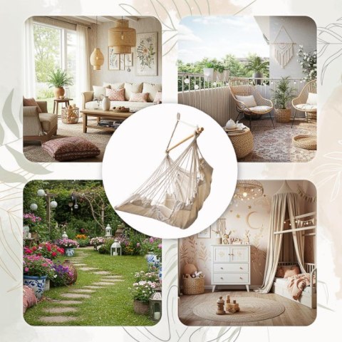 Krzesło brazylijskie z podnóżkiem leżak wiszący huśtawka 130cm beż Kik Sp. z o. o. Sp. k.