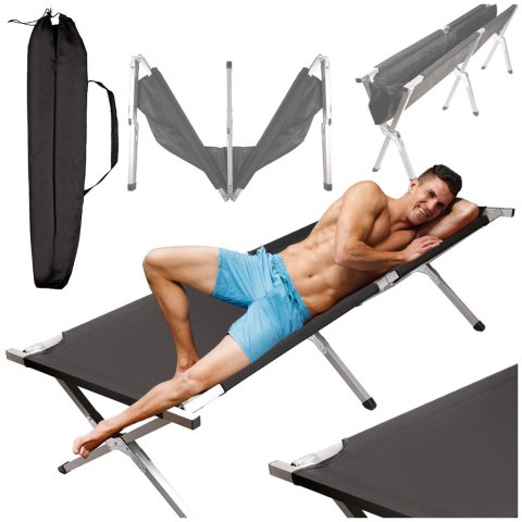 Łóżko polowe LUARO składane turystyczne kanadyjka czarne 150kg Kik Sp. z o. o. Sp. k.