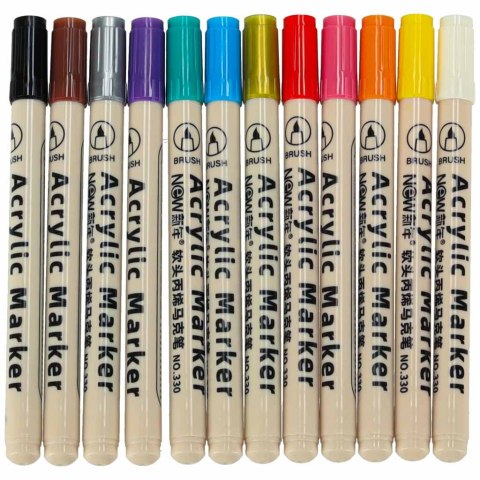 Markery akrylowe do tkanin kamieni pisaki flamastry mazaki wodoodporne DIY 12 szt. Kik Sp. z o. o. Sp. k.