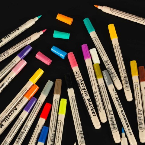 Markery akrylowe do tkanin kamieni pisaki flamastry mazaki wodoodporne DIY 24 szt. Kik Sp. z o. o. Sp. k.