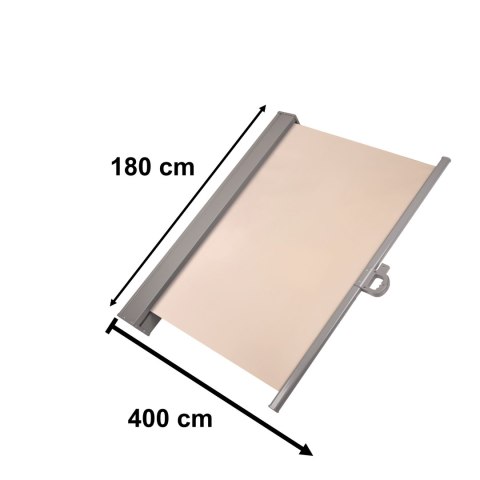 Markiza boczna tarasowa LUARO parawan zwijany 180 x 400 cm beżowy Kik Sp. z o. o. Sp. k.