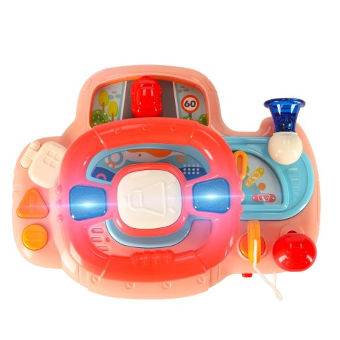 Zabawka interaktywna kierownica dla dzieci dziecka malucha do wózka symulator muzyka dźwięki różowa Kik Sp. z o. o. Sp. k.