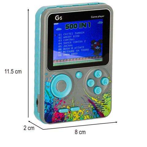 Konsola przenośna do gier mini elektroniczna retro 500 gier szara Kik Sp. z o. o. Sp. k.