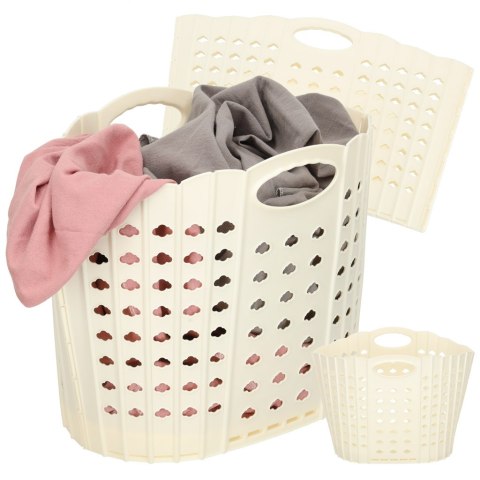 Kosz na zakupy pranie składany organizer łazienkowy z uchwytem kremowy Kik Sp. z o. o. Sp. k.