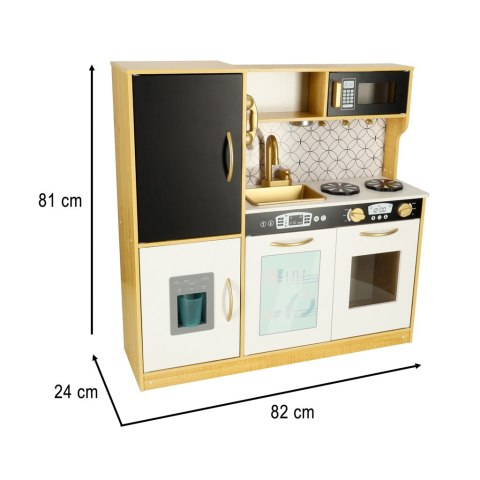 Kuchnia dla dzieci drewniana LULILO ORO z lodówką tablicą kredową złota Kik Sp. z o. o. Sp. k.
